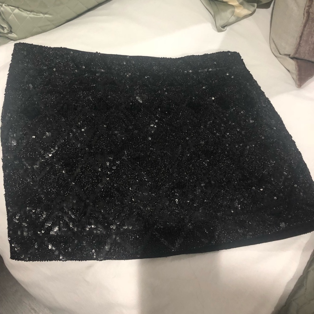 All Saints Sequined Black Mini Skirt